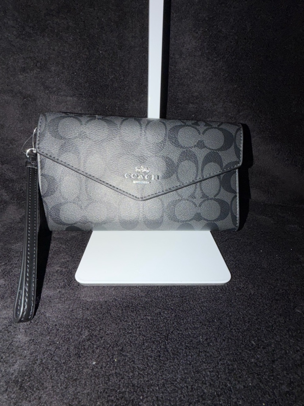 Coach Black/Gray Signature Envelope Wristlet
